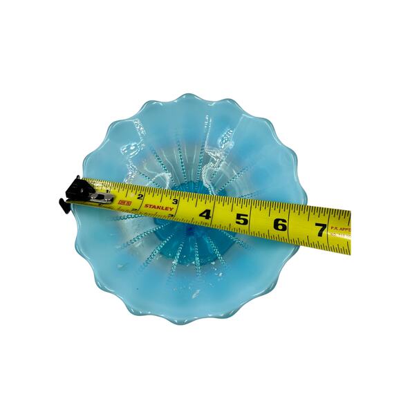 Northwoods Antique, Blue Glass Opalescent Compote - Picture 4 of 4